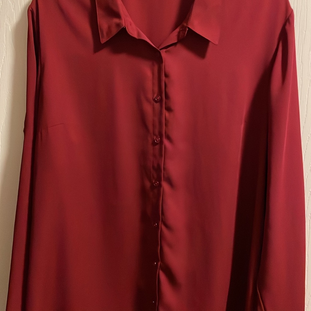 Elegant Burgundy Button-Up Blouse